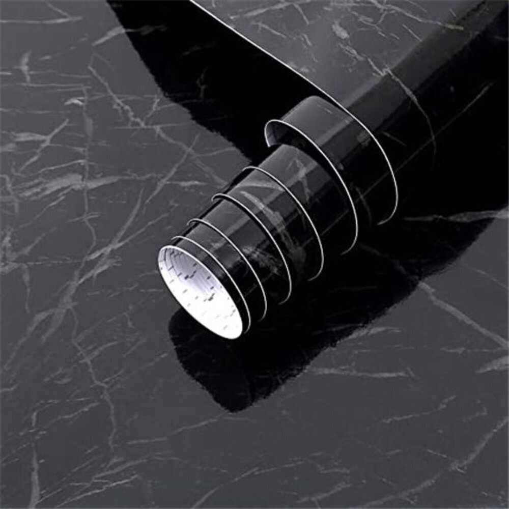 Elegant Black Marble Peel & Stick Wallpaper 17"x120"